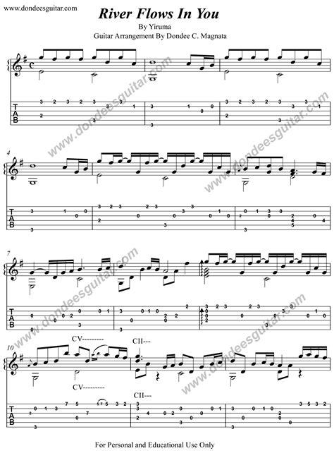 river flows in you guitar tab